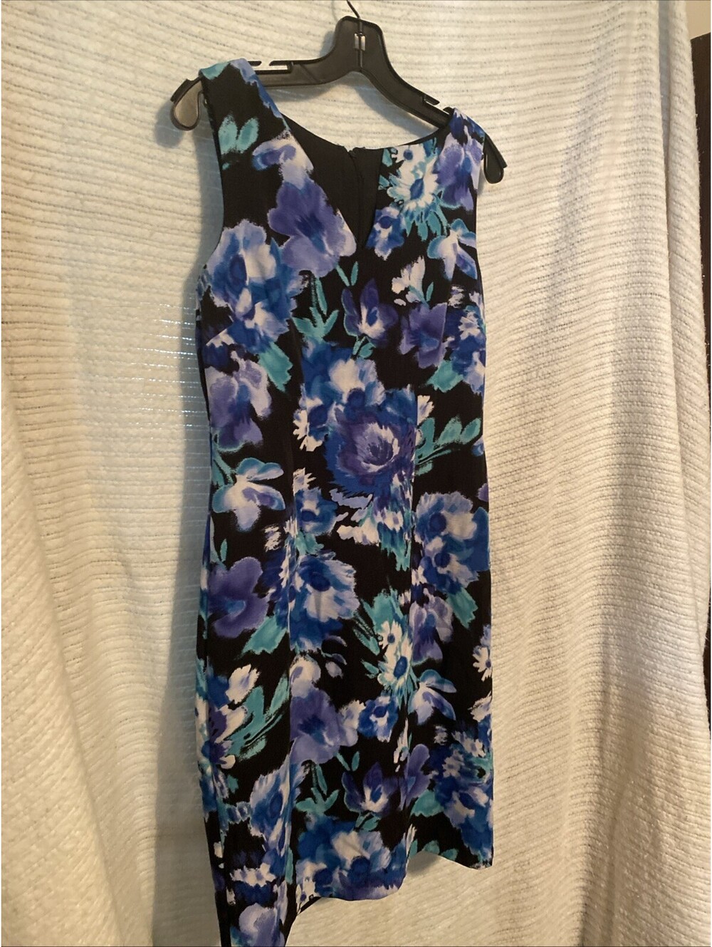 Chetta B Women's Size 4 Sleeveless Floral Scuba Sheath Dress Blue Black Teal